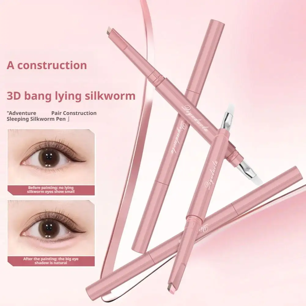 Double-Head Silkworm Pen Eyeliner Pencil Water-Resistant Dizzy-Resistant Three-Dimensional Effect Under-Eye Brightener Pen