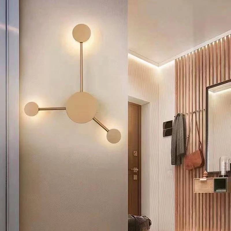 

Scandinavian modern style bedroom bedside lamp simple creative personality staircase aisle background wall decorative lights