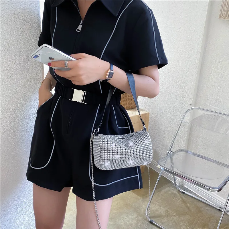 2023 New Bling Diamonds Print Small Shoulder Bags Women Square Clutch Bag Evening Crossbody Bag Ladies Dinner Party Clutch Purse