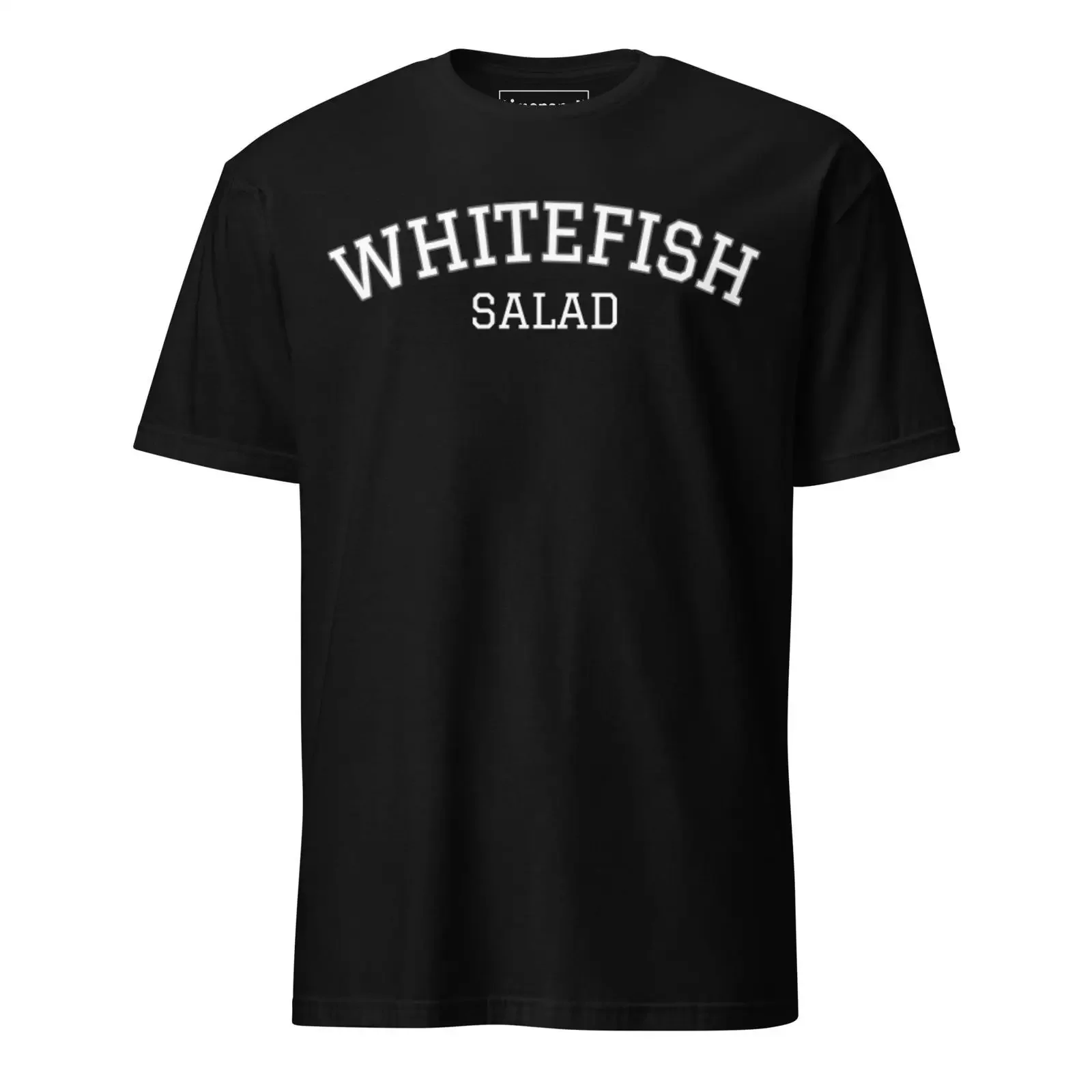 Whitefish Salad Varsity Print T Shirt Casual Foodie Ideal for Enthusiasts Unique Food vintage Washed streetwear Soft