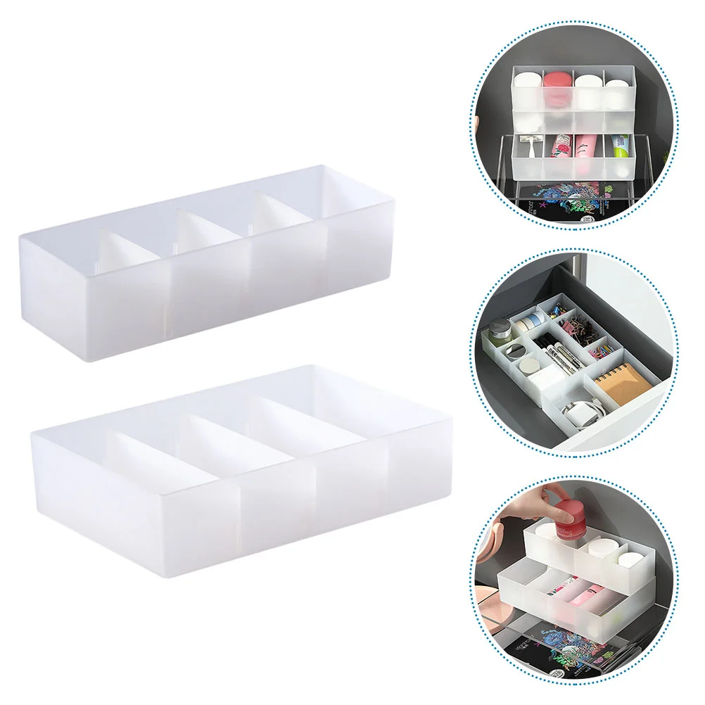 

2 Pcs Storage Box Small Supplies Organizer Desktop Case Living Room Compartment Home Tool Tpu Multi-grid Stationery