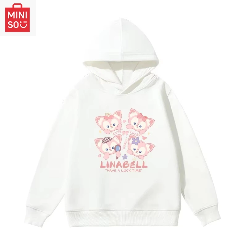 

Куклы Диснея LinaBell, повседневный топ с баской для девочек с милым принтом, детский осенне-зимний повседневный удобный теплый свитшот с капюшоном