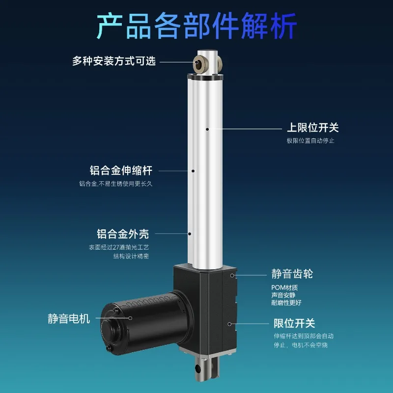 Industrial Grade Electric Linear Actuator High Thrust DC Reciprocating Motor Telescopic Lifting Rod IP6000