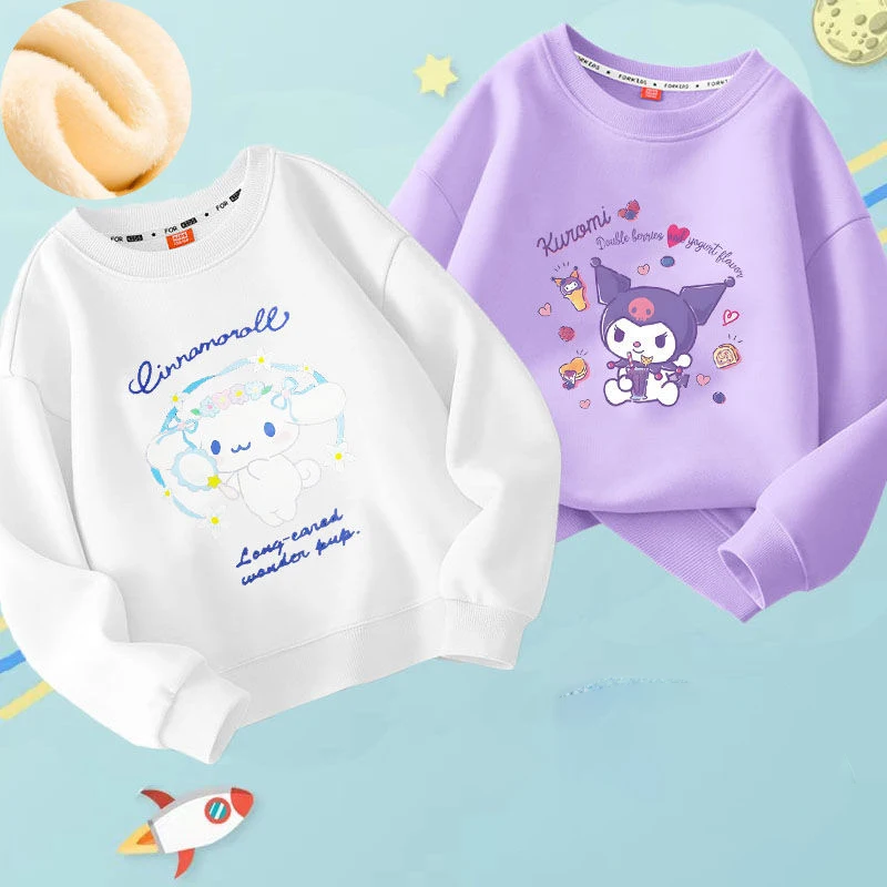 1 2pcs Cinnamoroll Clothes Autumn Winter New Sanrio Anime Long Sleeve Shirt Cute Cartoon Kuromi Hoodie Stuff Lovely Toys for Kid