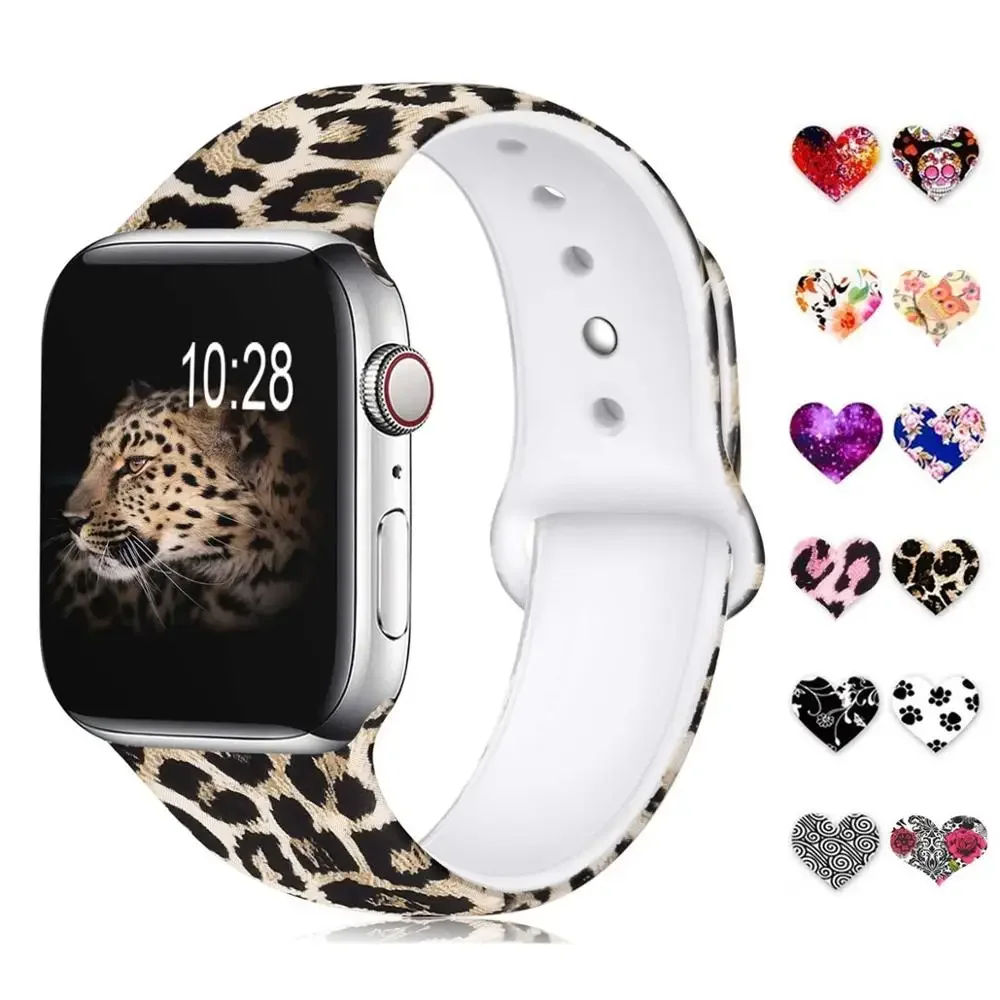 leopard strap for Apple watch band 44mm 45mm 49mm 40mm 45 Silicone bracelet belt iwatch series Ultra 8 7 6 SE 5 4 3 accessories