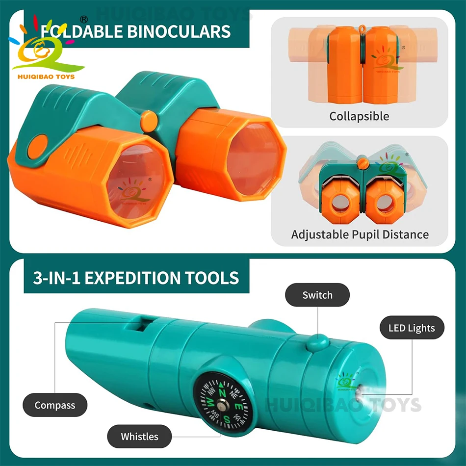 HUIQIBAO Nature Exploration Outdoor Bug Catcher Kit per bambini Bug cattura Observer Magnifier Clip Insect Catch Net Kit giocattoli regalo