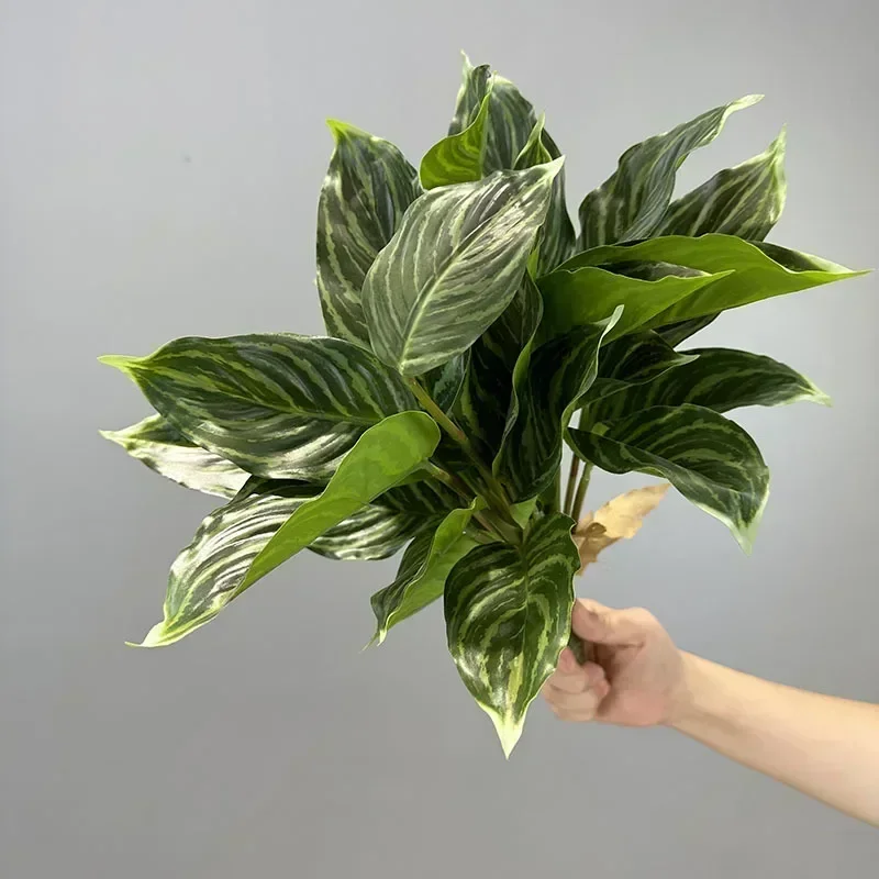 15 Zoll große künstliche Pflanze, tropischer Monstera-Palmenzweig, künstliches Schildkrötenblatt, künstliche Plastikpalme für Haus, Garten, Bürodekoration – Detail 10