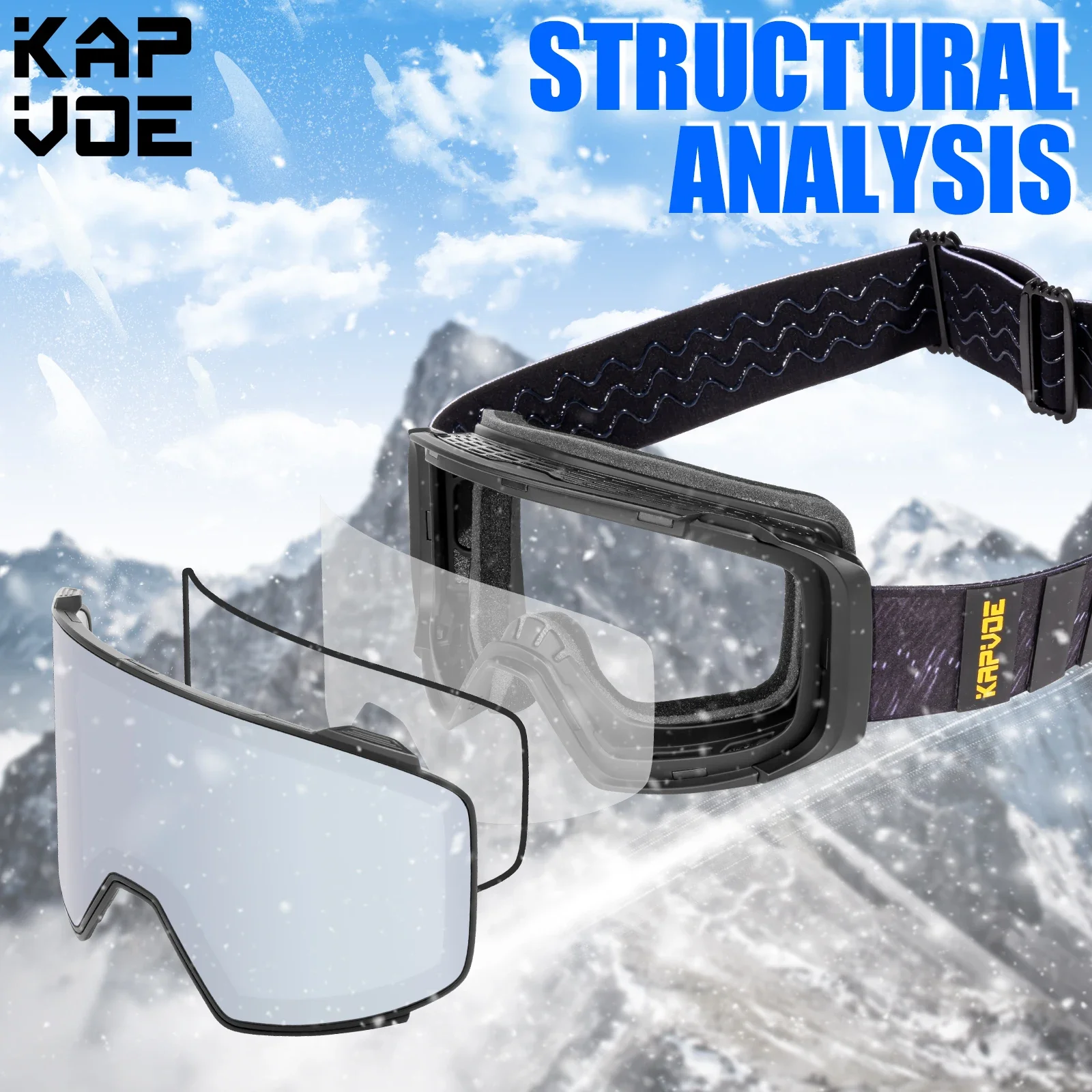 Kapvoe-Professional Winter Color Photochromic Ski Goggles Men Snowmobile Anti-Fog Snowboard goggles Women Ski Equipment UV400