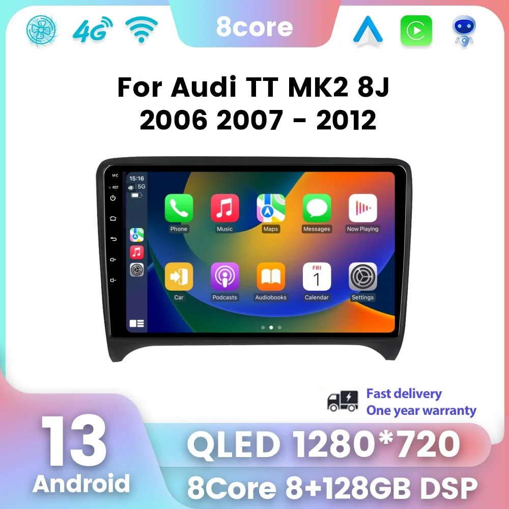 

UIS7862 Android 13 Car Radio 4G WIFI For Audi TT 2 8J 2006-2010 2011-2014 Multimedia Video Player Wireless CarPlay Auto GPS RDS