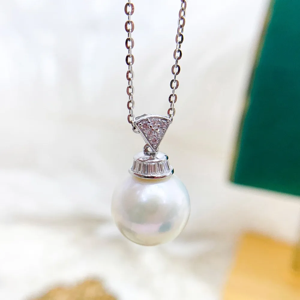 

DIY Pearl Accessories S925 Sterling Silver Pendant Empty Holder Gold Silver Necklace Pendant Female Fit 10-15mm Beads D364