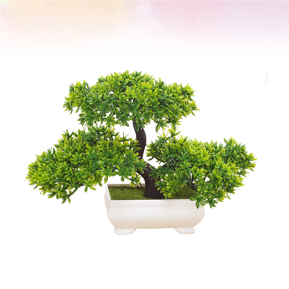

Faux Simulated Welcoming Pine Potted Plant Decor Glass Small Ornament For Home Office Garden Indoor Outdoor Decoration
