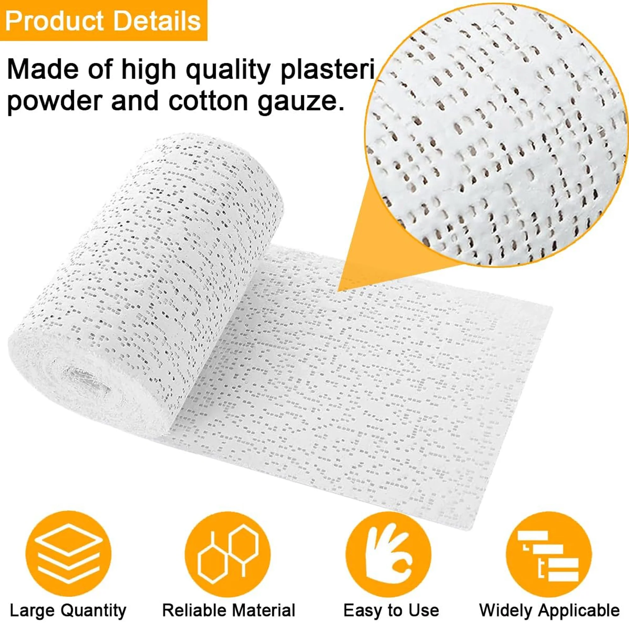 6 قطع من ضمادات الجص، لفات قماش اللدائن البيضاء، شرائط شاش الجص للحرف اليدوية، صنع القناع، فن المناظر الطبيعية، صب البطن، B