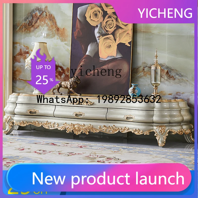 

H6 cabinet solid wood carving flower floor American luxury gold foil storage low cabinet bedroom TV cabinet