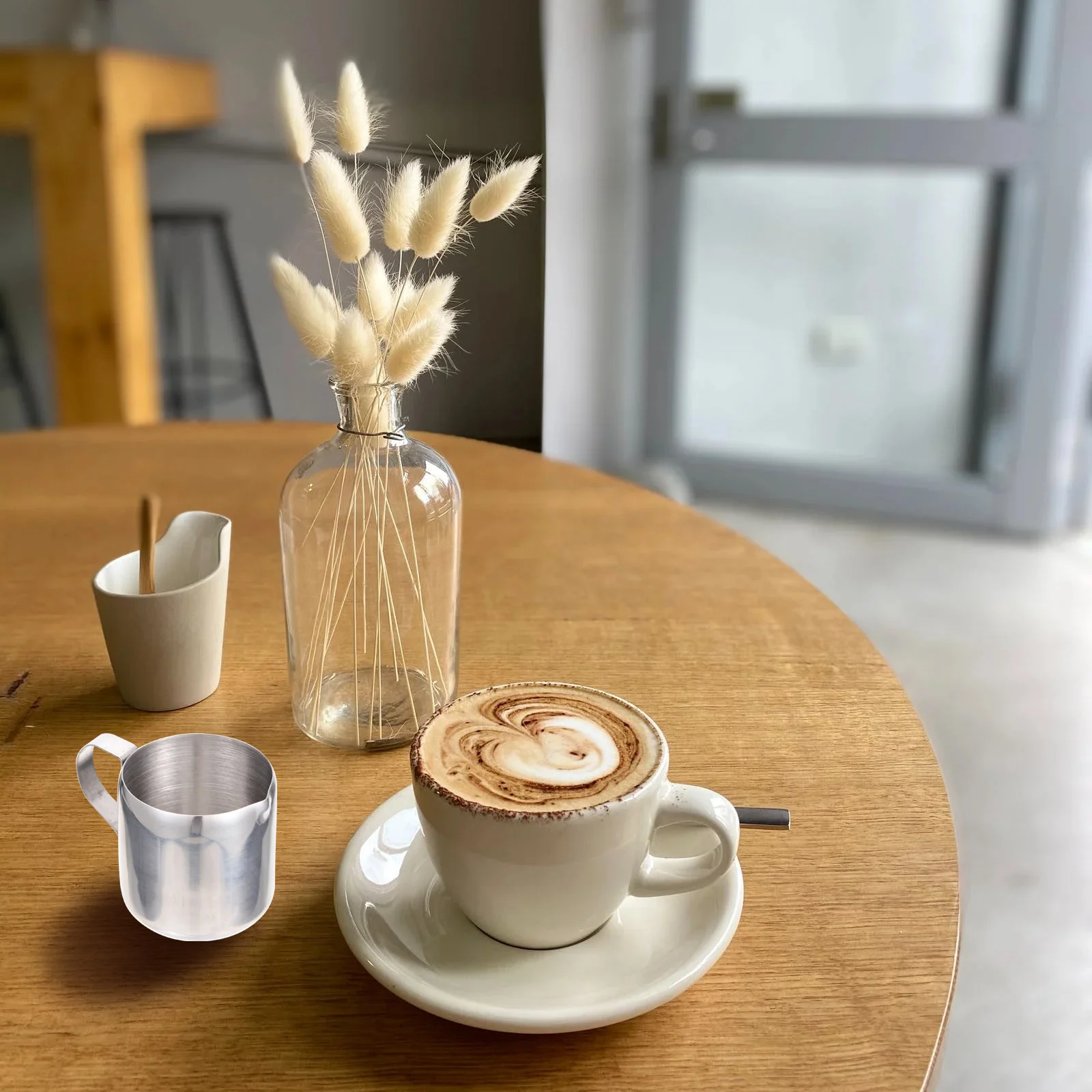 

Stainless Steel Milk Cup Frothing Pitcher Creamer Pull Flower Coffee Garland Frother 304 Small Pitchers Latte Art