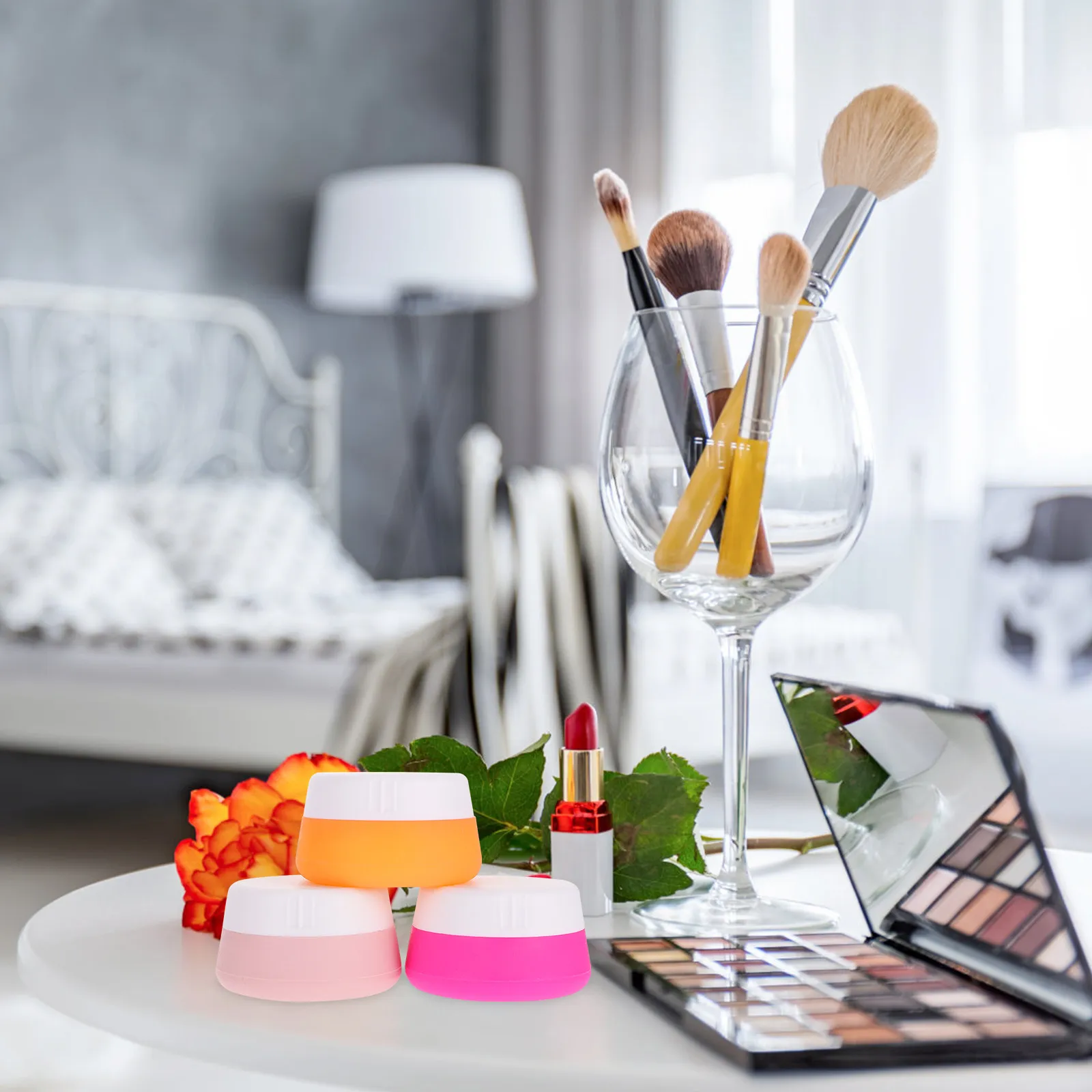 

Набор из 3 силиконовых баночек для образцов, дорожные контейнеры для дома и путешествий, герметичные емкости с крышками для лосьонов, кремов, эфирных масел