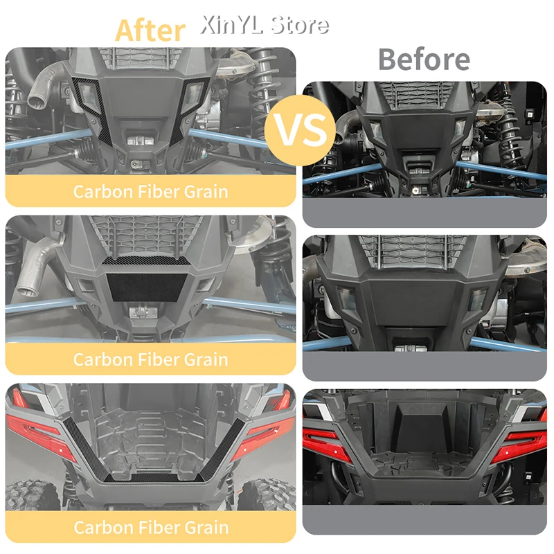 Carbon Fiber Sheet Car Rear Panel Cover Sticker Kit For Polaris RZR PRO XP 2021 UTV Car Interior Accessories