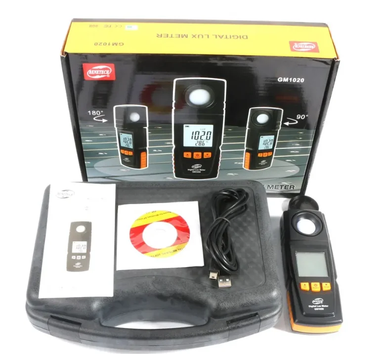 Digital Lux Light Meter USB LCD backlight Display Handheld Photometer Up to 200,000 Lux Meter GM1020