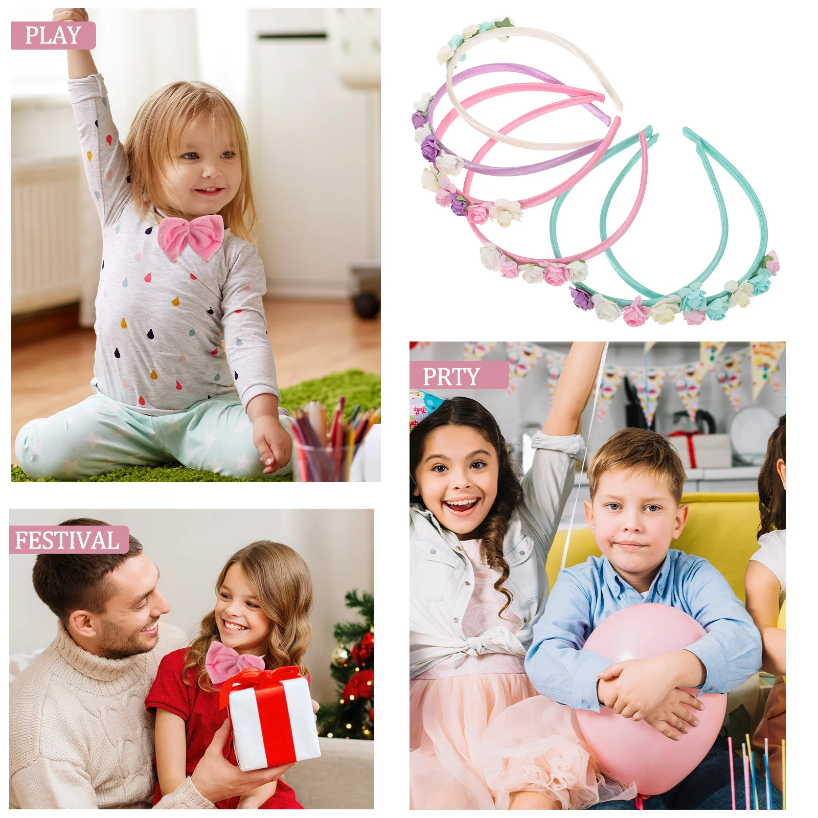 

6Pcs Flower Headbands for Little Cute Floral Hair Accessories Mini Rolled Roses Soft Comfortable Daily Wear Party