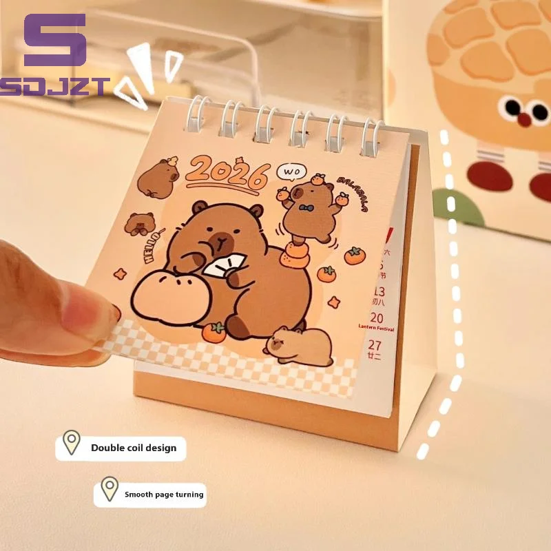 2026 Year Cartoon Capibara Desktop Mini Desk Calendar Planner Desktop Decoration Office Stationery