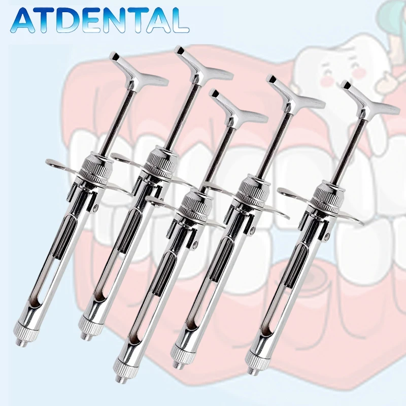 5pcs 2.2ml Dental Syringe Press Type - Stainless Steel Precision Dental Surgical Instrument Tool