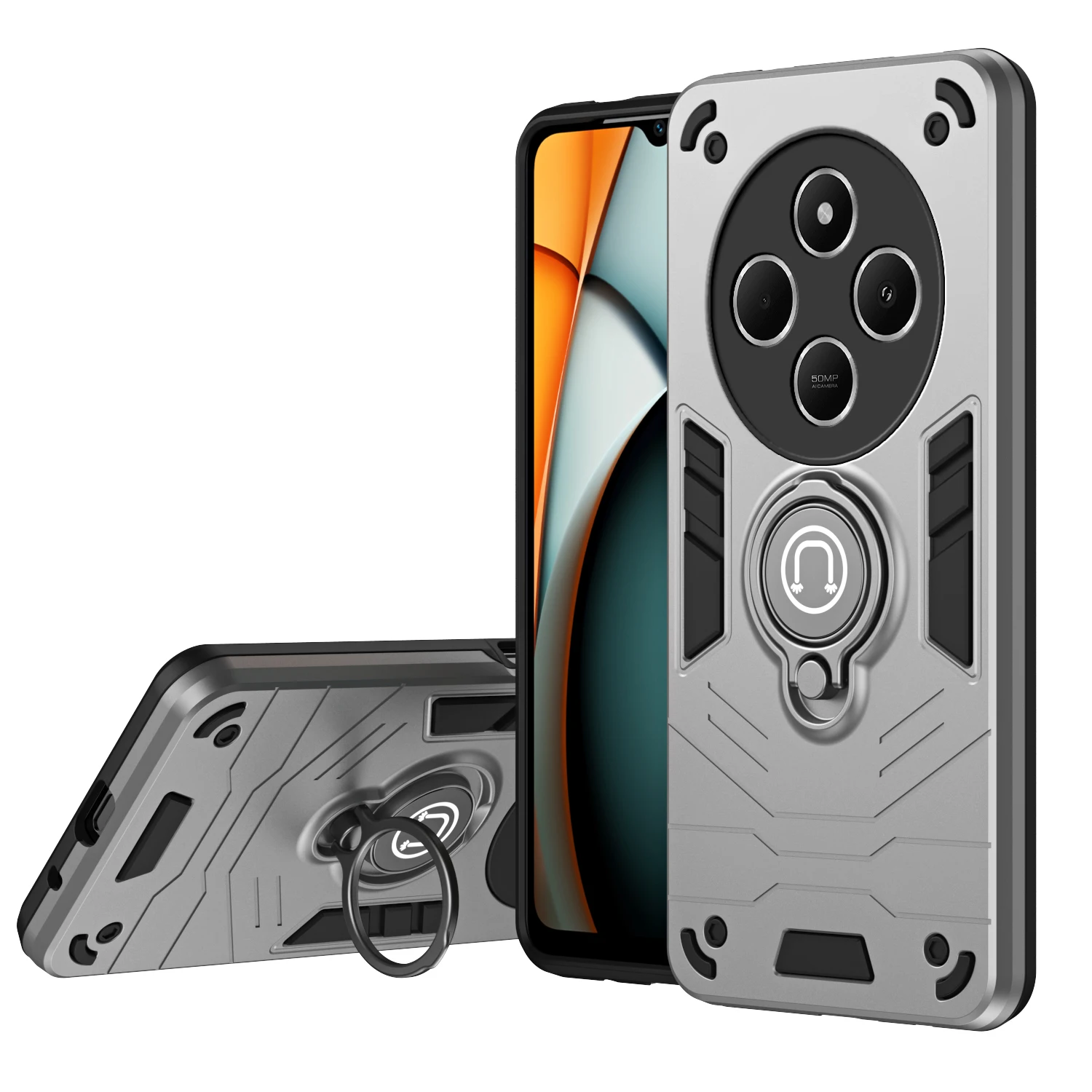 Push-Fenster-Magnet-Telefonhülle, geeignet für Redmi 14C 4G 5G, Anti-Drop-Schutz, Rückseite