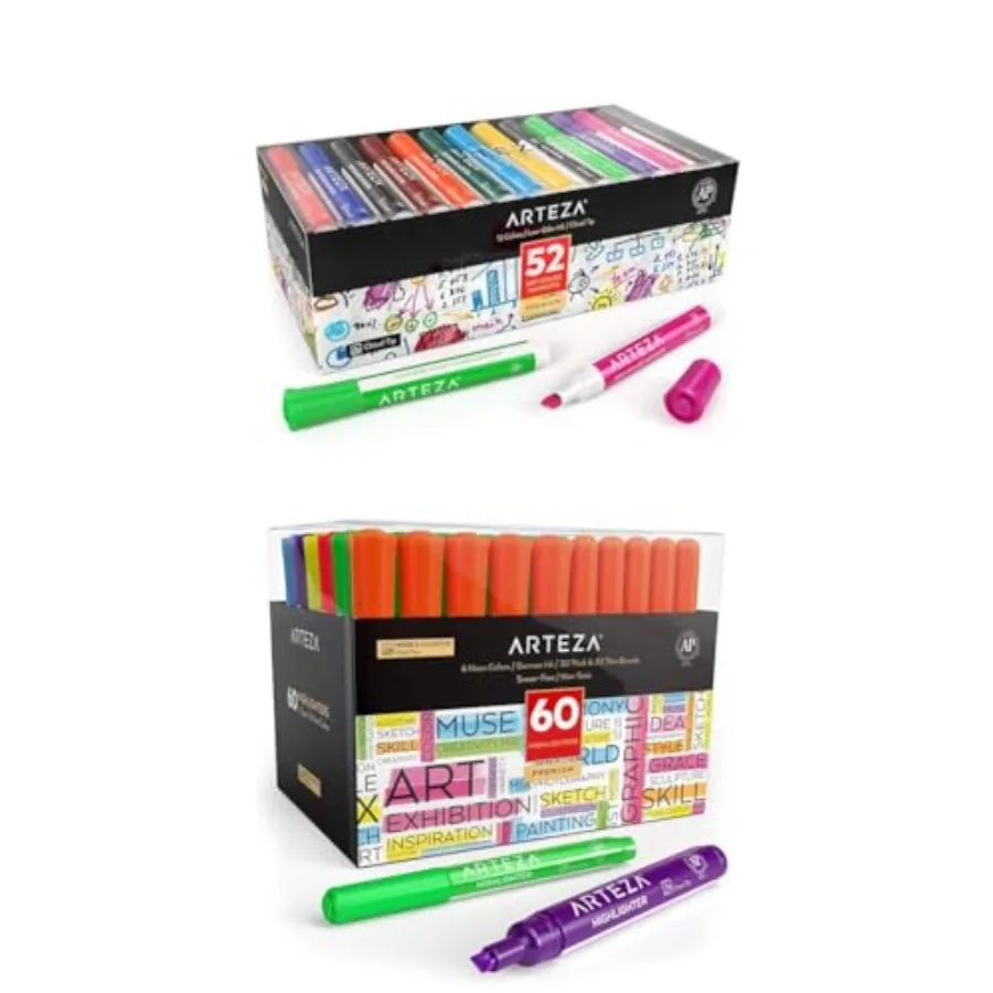 

Набор маркеров для сухого стирания (52 шт.) и набор текстовыделителей разных цветов (60 шт.)