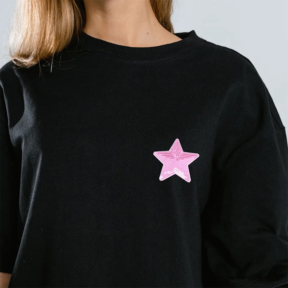 

15 PCS Sequins Five-pointed Star Patch Iron Hat Patches Pentagram Embroidery Embroidered Cloth Stickers Pink