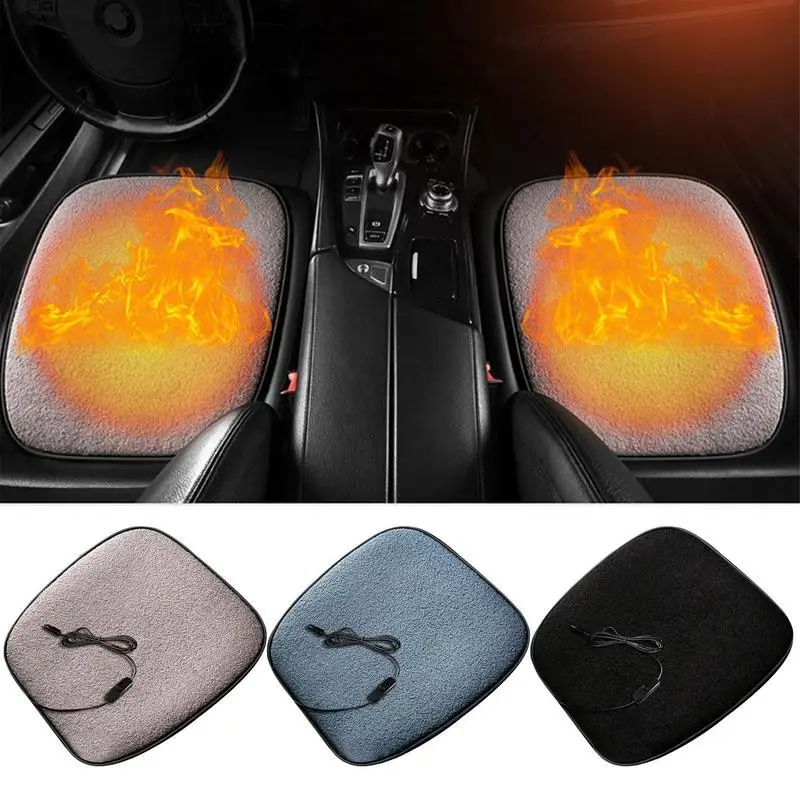 Heated Seat Cushion Winter Lambswool Heating Warm Car Seat Cushion Thermostat Heating Cushion USB Heated Seat Cover Pads for car