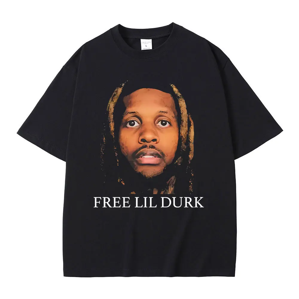 

Free Lil Durk Mugshot T-shirts Men's Fashion Crewneck Tshirt Men Women Hip Hop Oversized Short Sleeve T Shirt Retro Streetwear