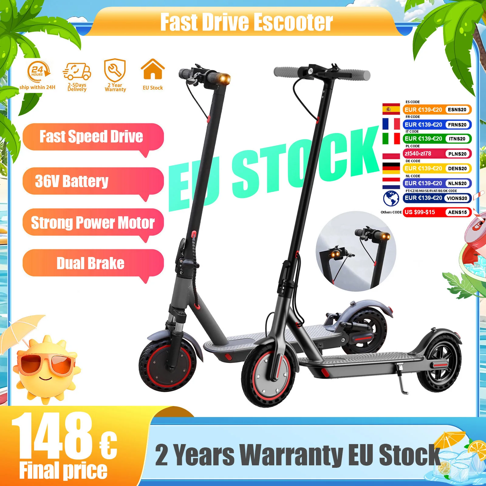 Nuovo Monopattino Elettrico AOVOPRO 2026 con Doppia Illuminazione, Pneumatici da 8,5 Pollici, Scooter Elettrico Intelligente con Batteria da 36V, Massima Velocità, per Adulti