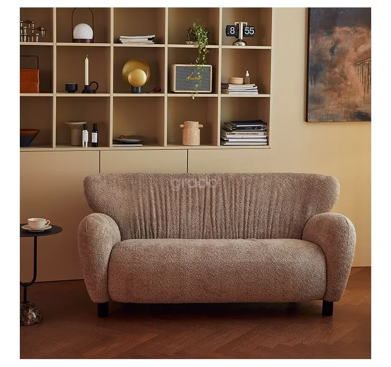 

New style Mermaid Sofa Nordic Retro Beech Living Room Cream Style Double Fabric Sofa ss 7304