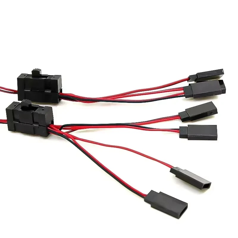 Servo Extension Cable with LED Light Control Power Switch 1 to 3 Y Wire 1 Drag 2 Drag 4 Switch for JR Futaba RC Model Car Parts