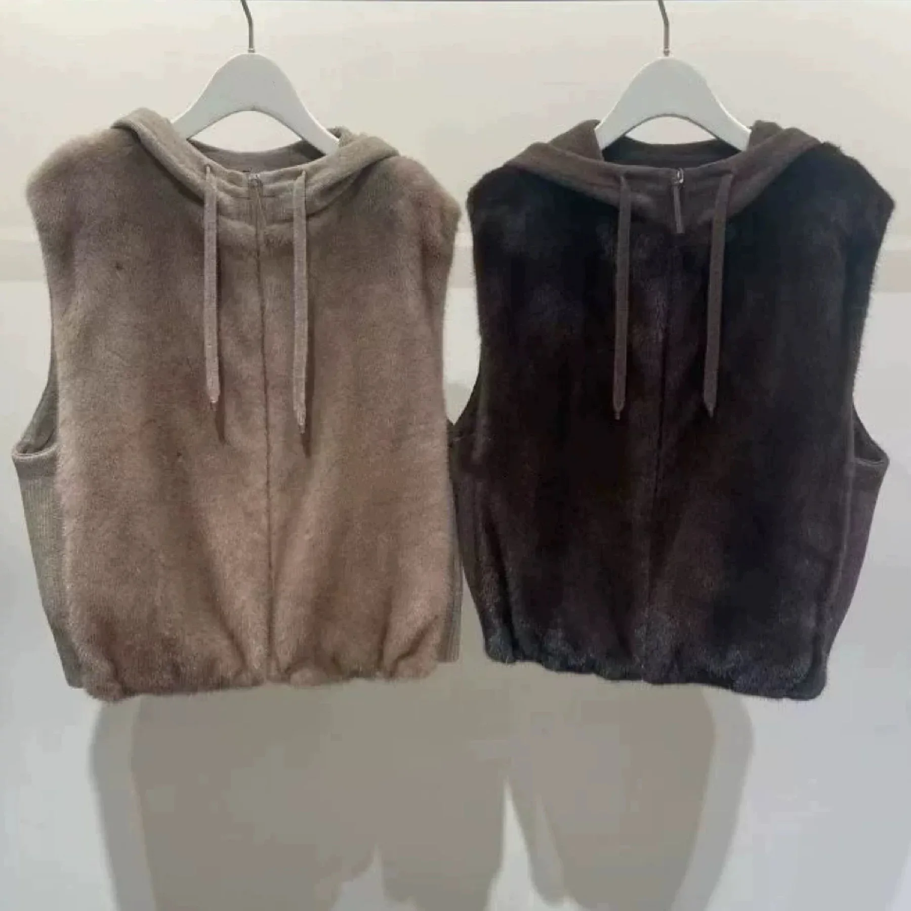 Cálido tejido limón queso Cas25 otoño Casual con capucha versátil chaleco de piel sintética dos colores viaje Sle un solo botón Color puro