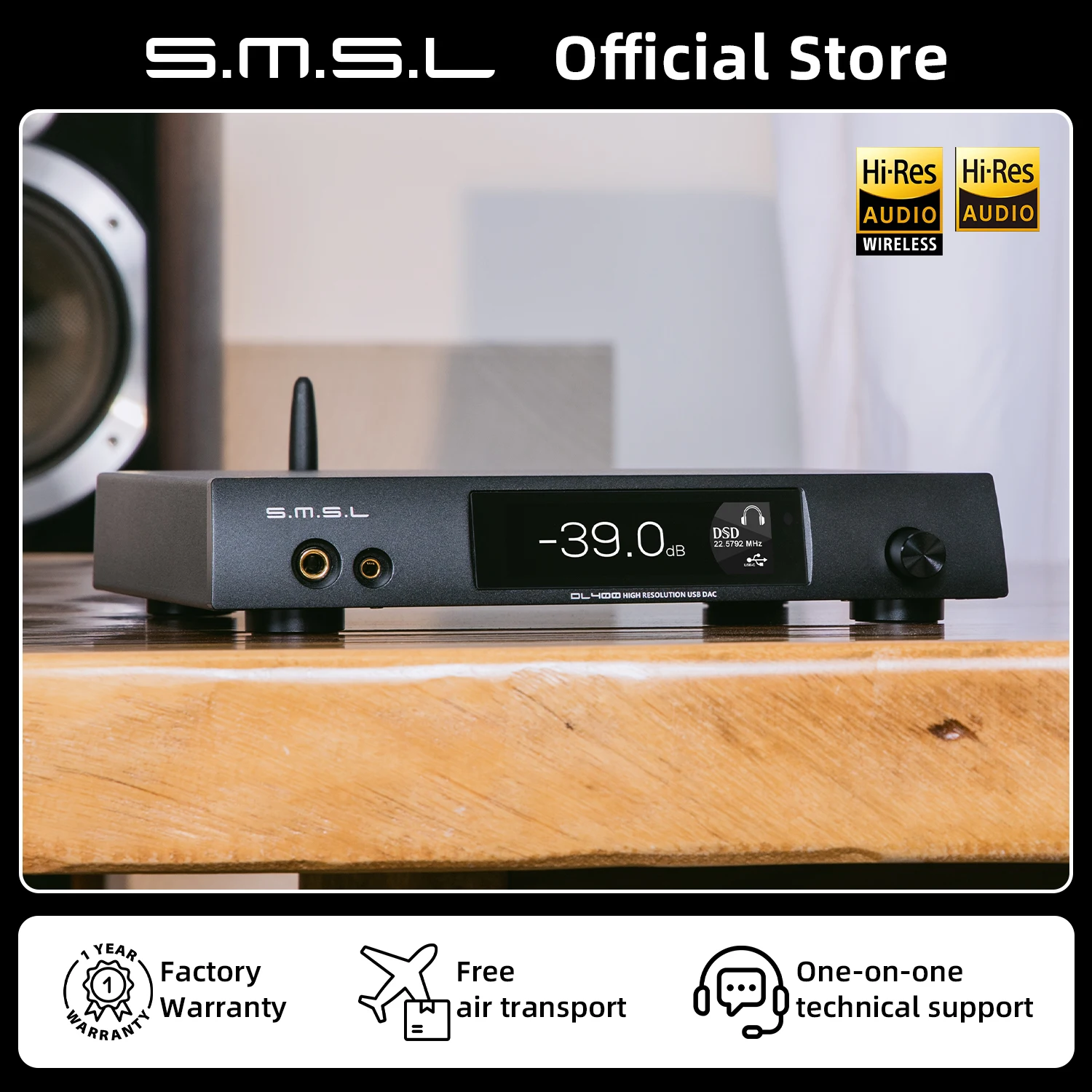 SMSL DL400 Audio DAC Headphone Amplifier ES9039MSPRO OPA1612A 6.35mm 4.4mm DSD512 32bit 768kHz XU316 I2S Bluetooth5.1 PCM Filter