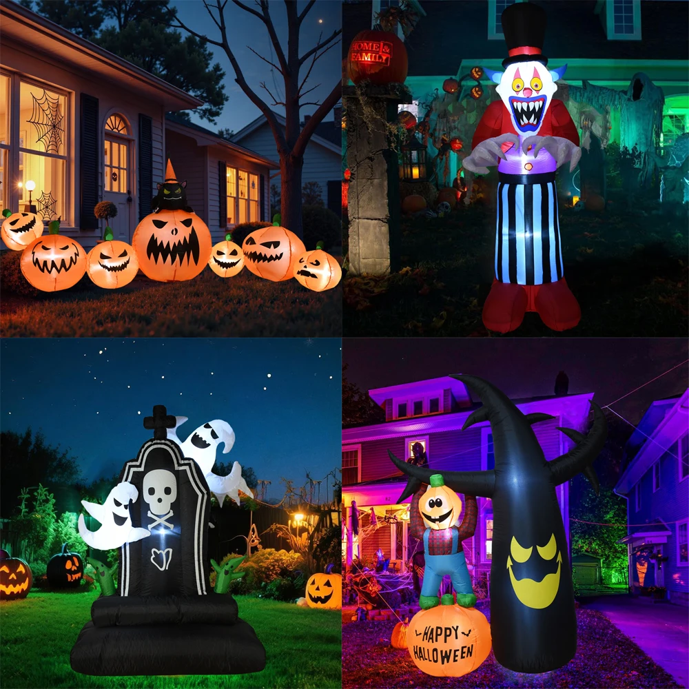 

Large Inflatable Clown Halloween Decorations LED Lights Scary Funny Party Garden Holiday Decorations Props Halloween Gifts