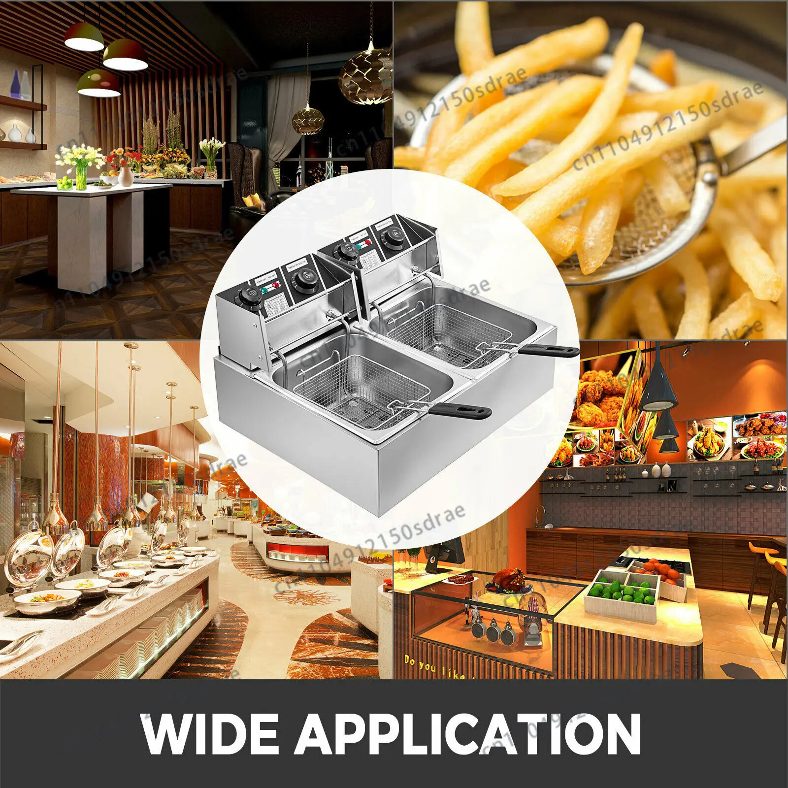 SucceBuy 12L Electric Deep Fryers Dual Tanks for Fast Food Restaurant or Camping Picnic Fried Chicken Frying Chips French Fries