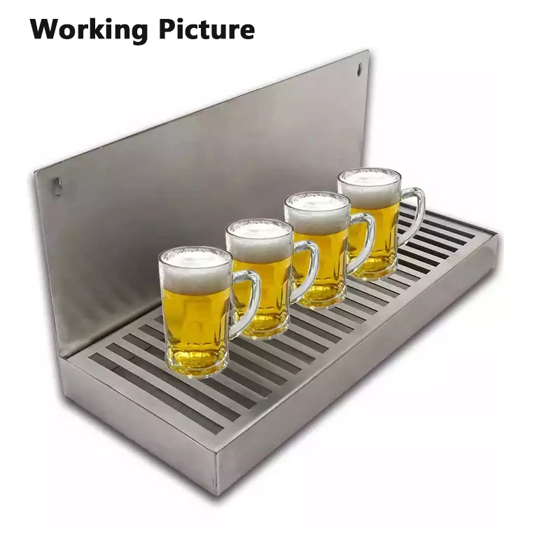 Draft Beer Wall Mount Drip Tray - 304 Stainless Steel - No Drain New for Kegerator Draft Tower Beer Keg