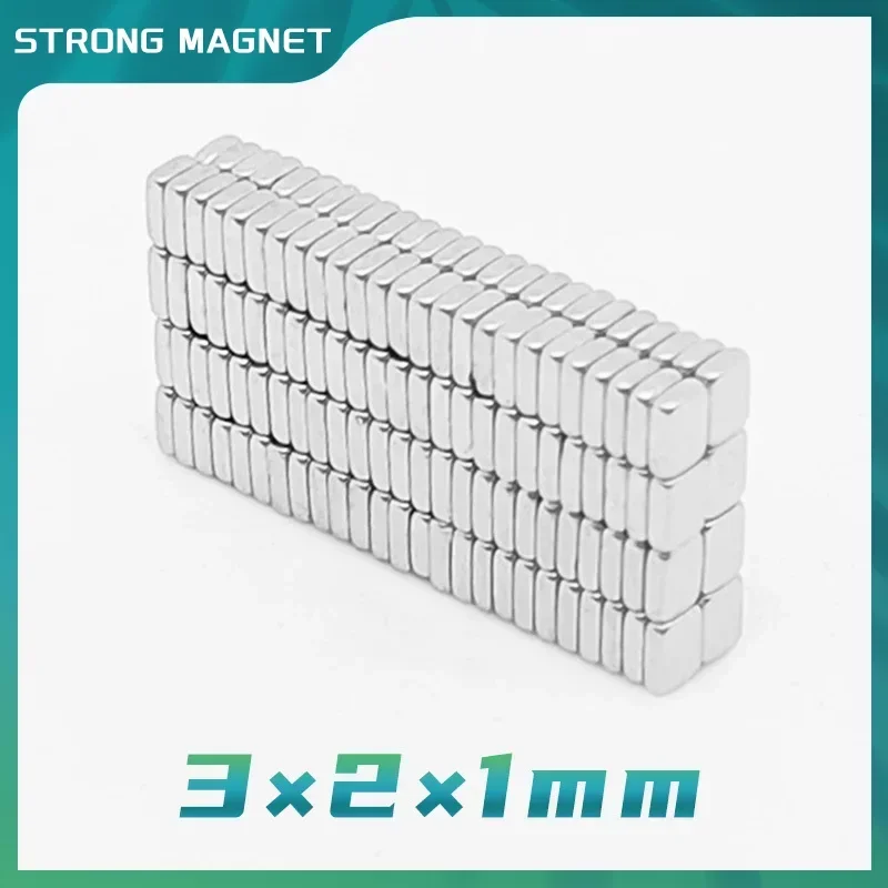 100/200/300/500/1000/2000PCS 3x2x1mm Block Strong Powerful Magnets Sheet 3x2x1 Rectangular Permanent  Neodymium Magnets 3*2*1 mm