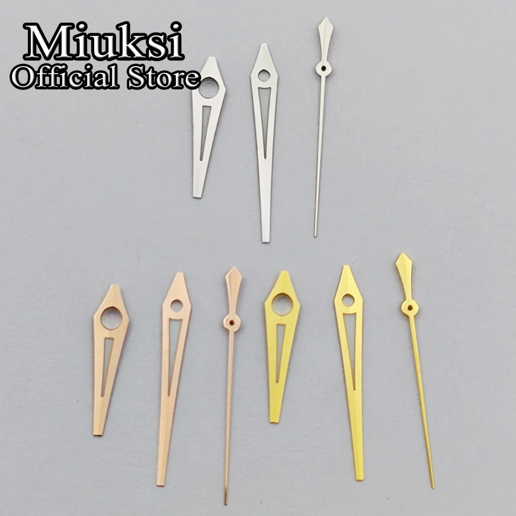 ساعة Miuksi عقارب أزرق/فضي/ذهبي تناسب NH35 NH36 حركة أوتوماتيكية جزء إكسسوار أخضر مضيء