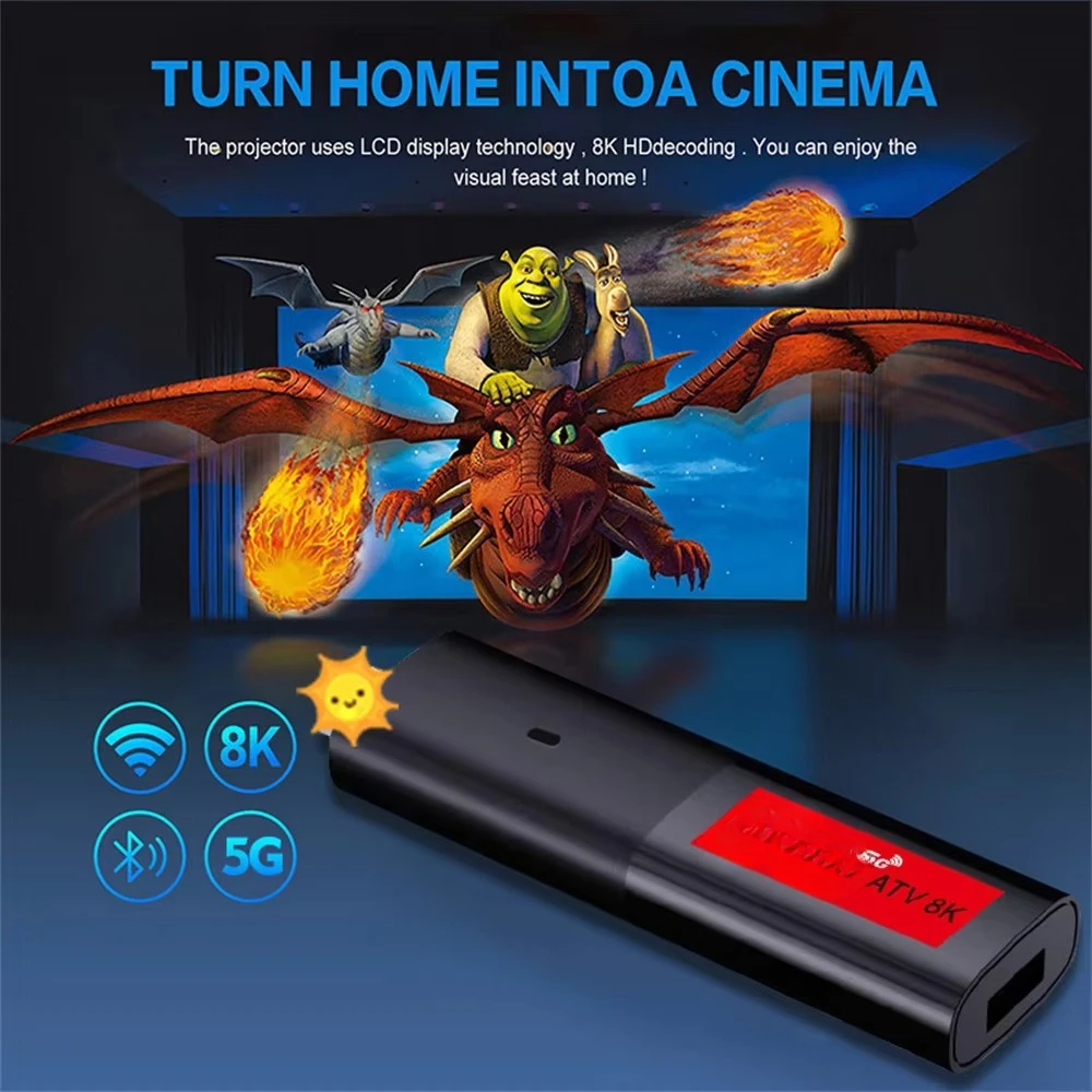 ATV Smart TV Stick Android 14 Support 8K Video BT5.0 WiFi 6 Allwinner H618 Quad Cortex A53 Voice Remote Smart TV Box