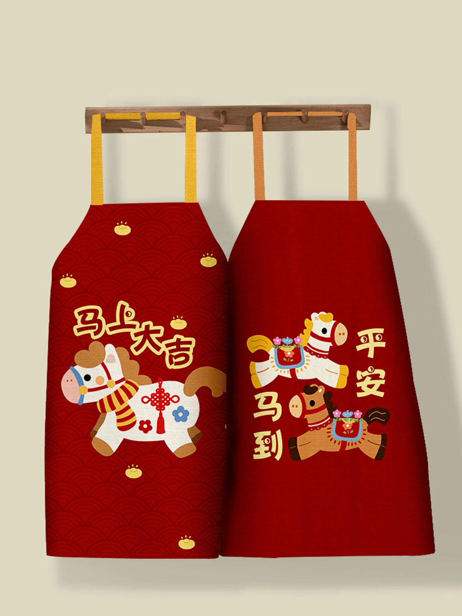 

Красный мультяшный фартук с завязками на шее, унисекс, для кухни, защита от брызг, рабочая одежда, полиэстер, единый размер