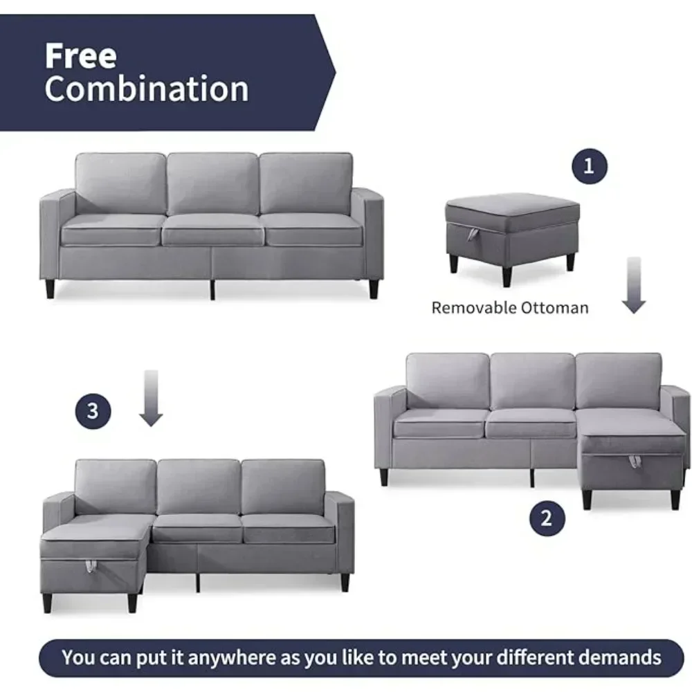 Sofa Set for Living Room, Modural Convertible Loveseat and Sofa Set, Modern Linen Fabric and Loveseat Sofa, Sectional Sofa