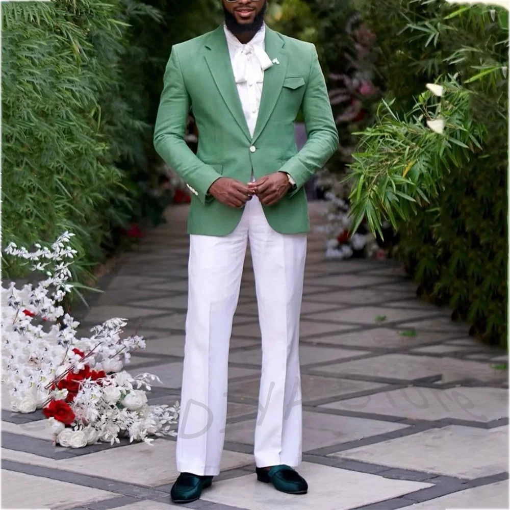 

Notch Lapel Men's Suits Set 2 Pieces Contrast Color Single Button Unique Design Fashion Casual Male Clothing Custom Made