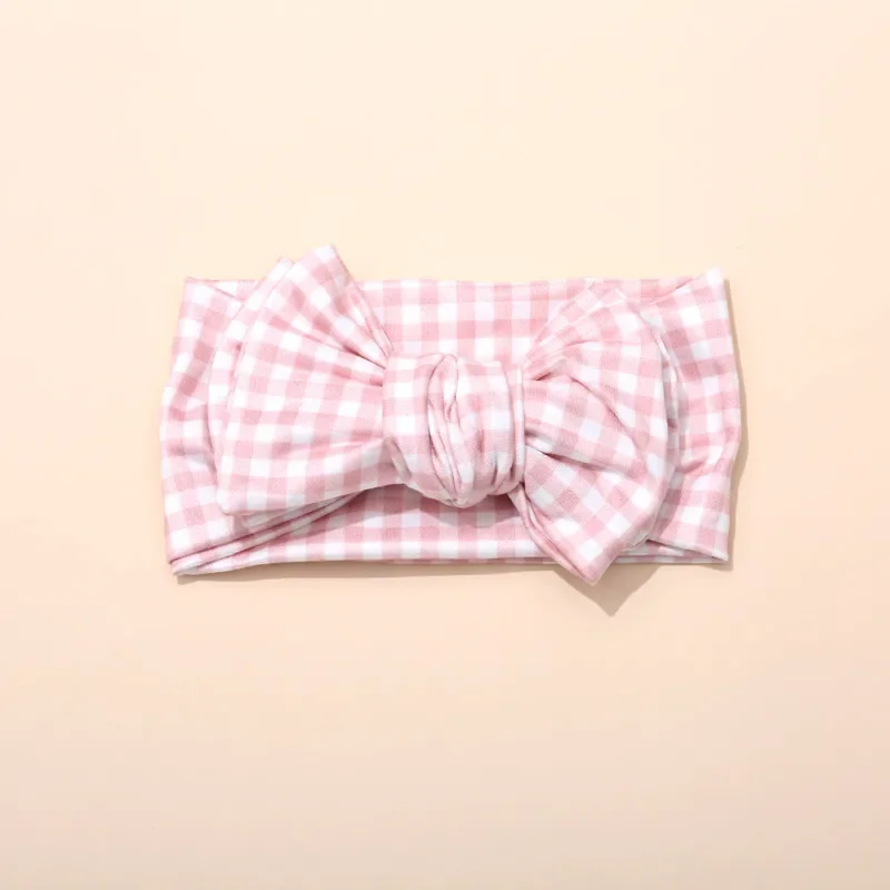 Bandeau Bebe Cute Plaid Print Bow Headband Newborn Hair Accessories Large Bunny Turban Headwrap Children Kid Oversize Headbands