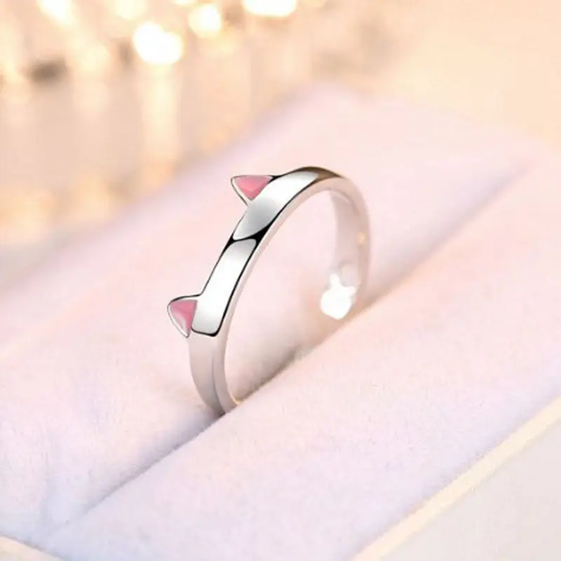 Cute Ring Cat Ear Finger Rings for Girls Open Design Fashion Ring Jewelry for Women Child Gift Adjustable Cat Claw Ring Jewelry