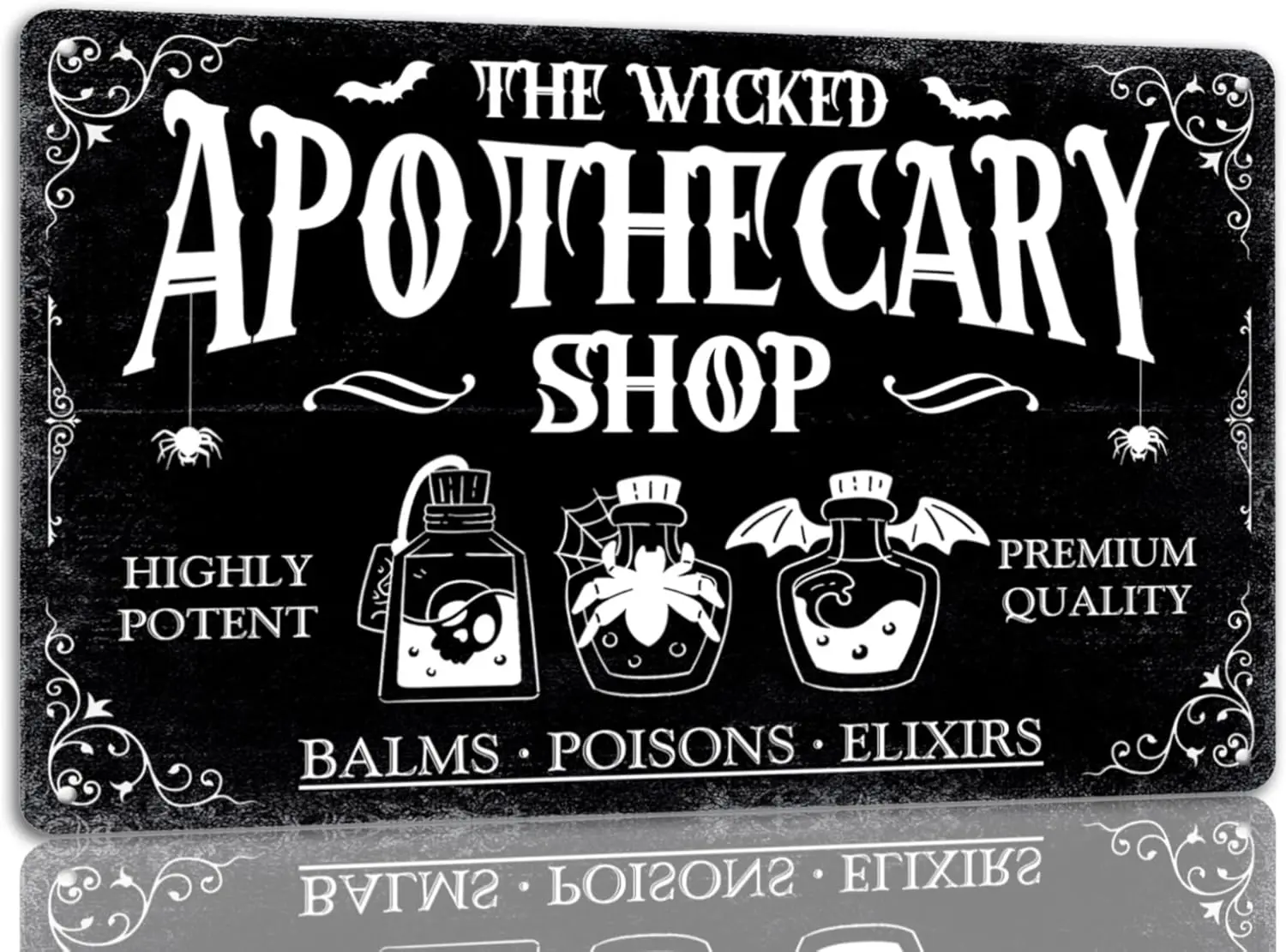 The Wicked Apothecary Shop Tin Sign Halloween Metal Sign Vintage Spooky Decor Halloween Witch Decor Signs Gothic Halloween Decor