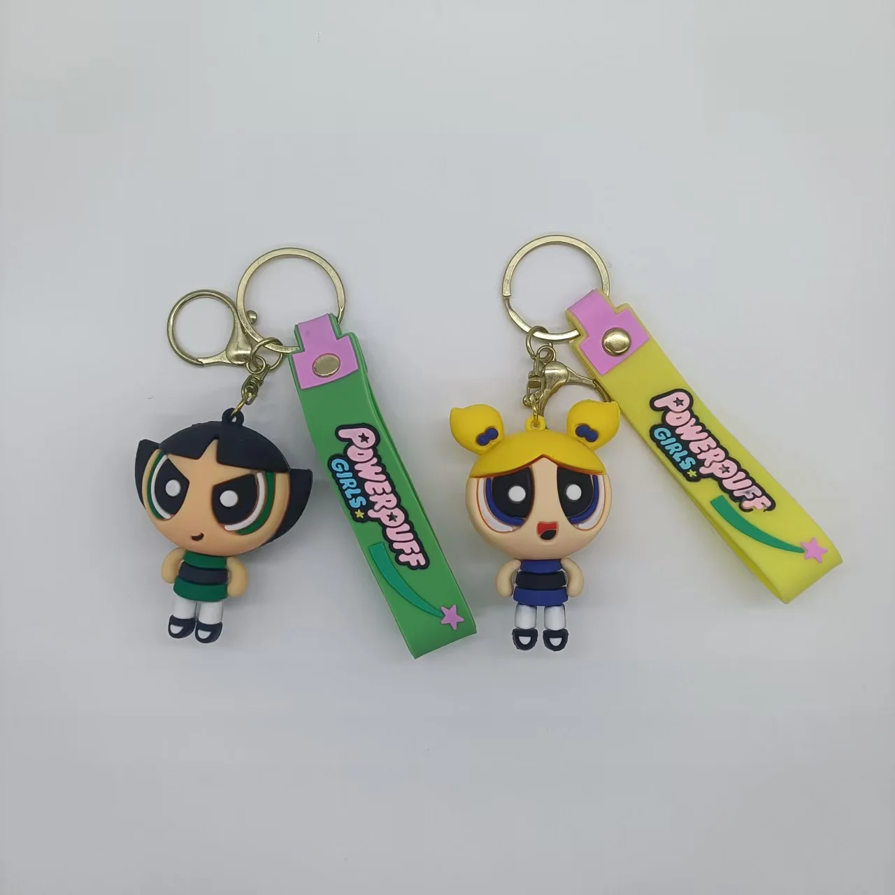 6 cm klassischer Anime-Cartoon Powerpuff Girls Schmetterling Schlüsselanhänger Herren- und Damenanhänger kleine Ornamente süße Geschenke – Detail 5