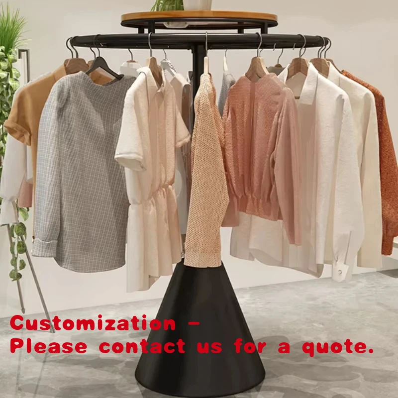 

custom.High-end Modern Retail Nakajima Clothing Store Display Rack-Iron Solid Wood Thick Rotating Floor-to-Ceiling Stainless Ste