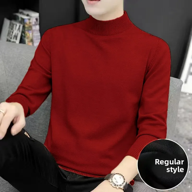 

Men's Thiened High Collar Sweater Pure White Inner Wear Knitted irt Winter Clothes Warmth Trendy Casual Sle Polyester F...