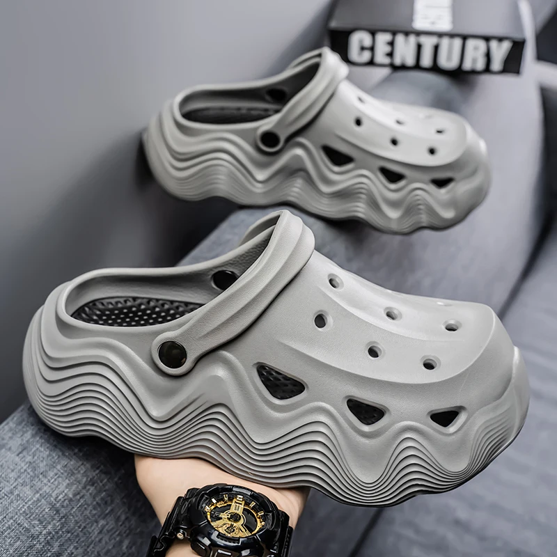 

Новые модные мужские шлепанцы 2026 года: ультрамягкие повседневные пляжные туфли, мужские сандалии с толстой подошвой из ЭВА, однотонные садовые сабо для мужчин